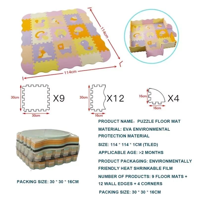EVA-Schaumstoff Spielmatte mit Zaun Baby Puzzle Bodenmatten dicke Teppichmatte für Kinder Lernspielzeug Aktivitätsmatte Spielmatte
