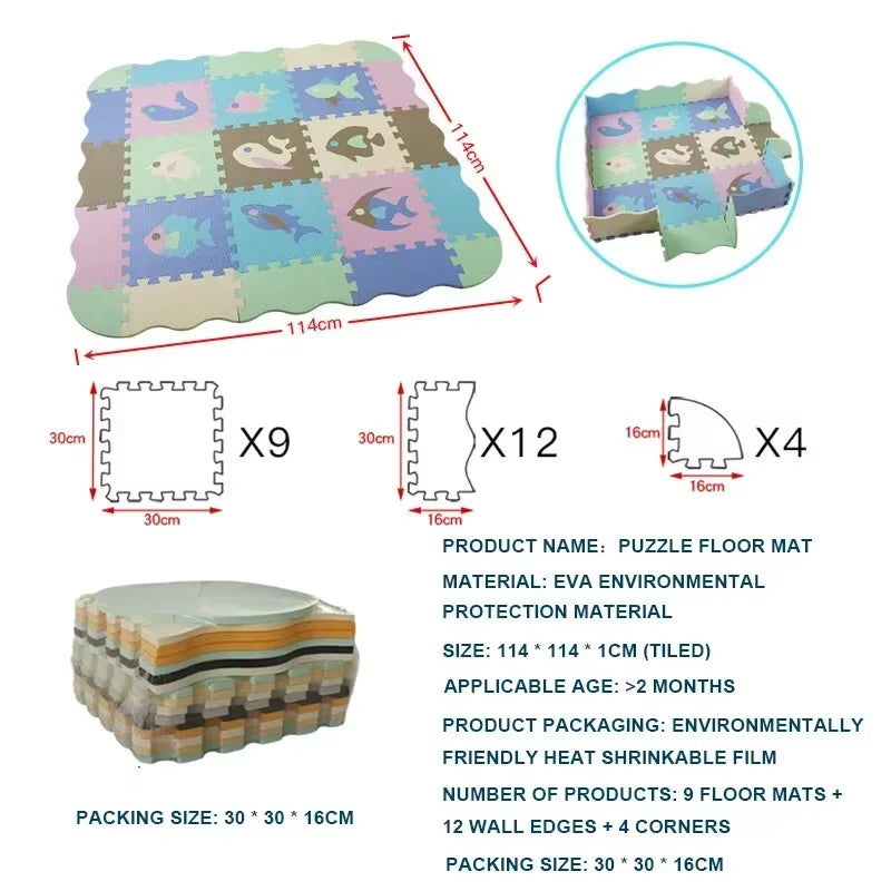 EVA-Schaumstoff Spielmatte mit Zaun Baby Puzzle Bodenmatten dicke Teppichmatte für Kinder Lernspielzeug Aktivitätsmatte Spielmatte