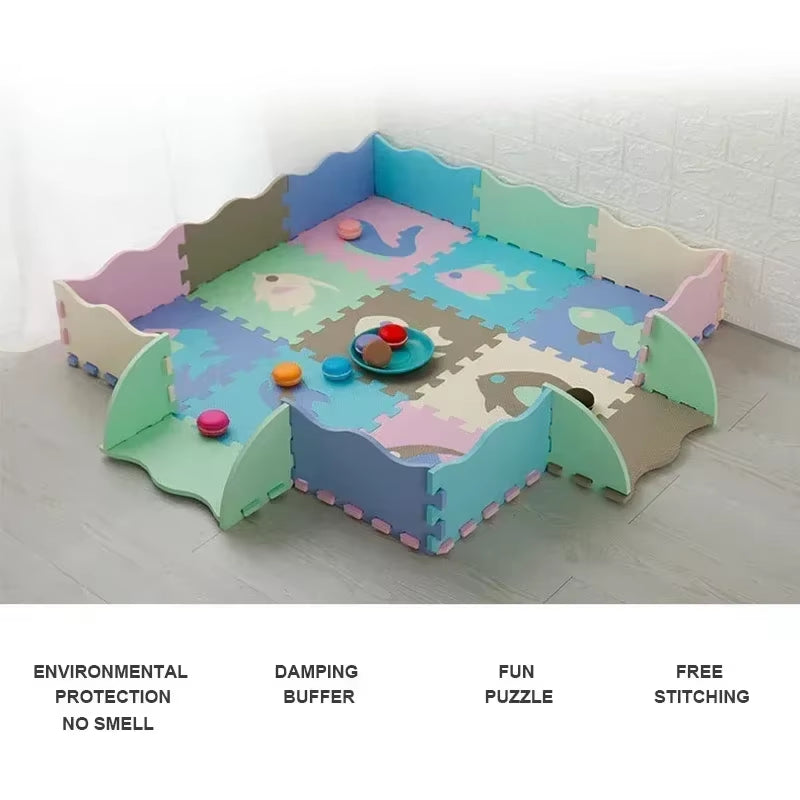 EVA-Schaumstoff Spielmatte mit Zaun Baby Puzzle Bodenmatten dicke Teppichmatte für Kinder Lernspielzeug Aktivitätsmatte Spielmatte