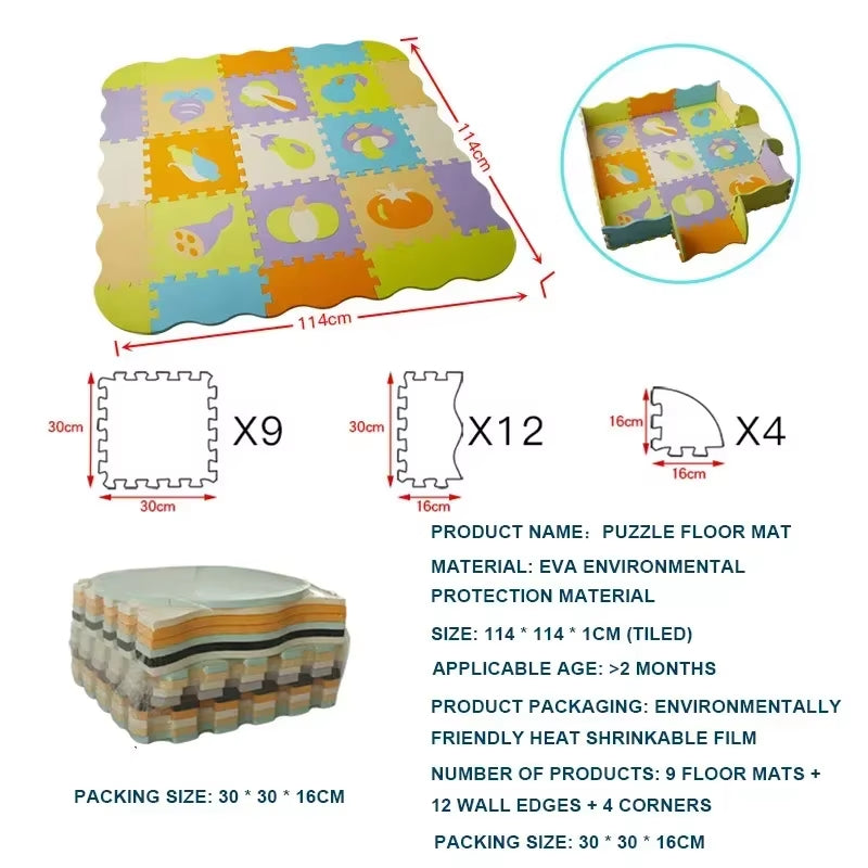 EVA-Schaumstoff Spielmatte mit Zaun Baby Puzzle Bodenmatten dicke Teppichmatte für Kinder Lernspielzeug Aktivitätsmatte Spielmatte