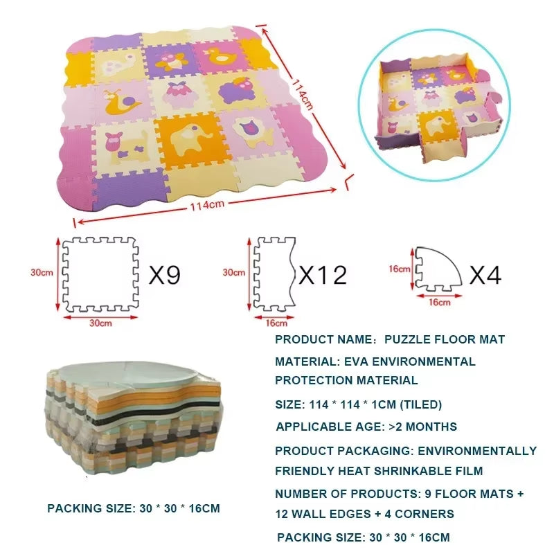 EVA-Schaumstoff Spielmatte mit Zaun Baby Puzzle Bodenmatten dicke Teppichmatte für Kinder Lernspielzeug Aktivitätsmatte Spielmatte