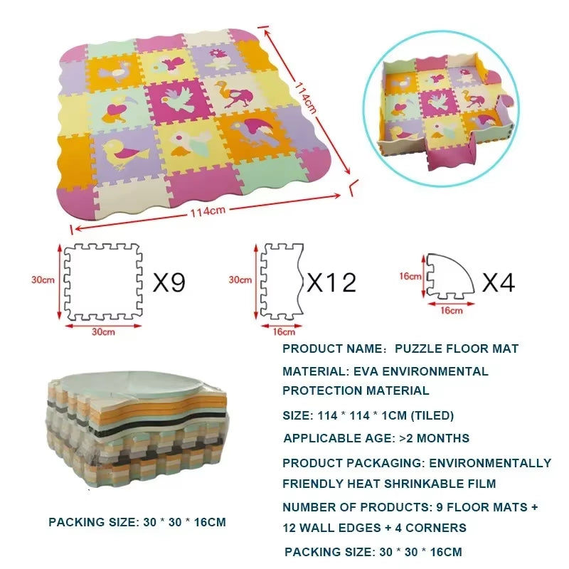EVA-Schaumstoff Spielmatte mit Zaun Baby Puzzle Bodenmatten dicke Teppichmatte für Kinder Lernspielzeug Aktivitätsmatte Spielmatte