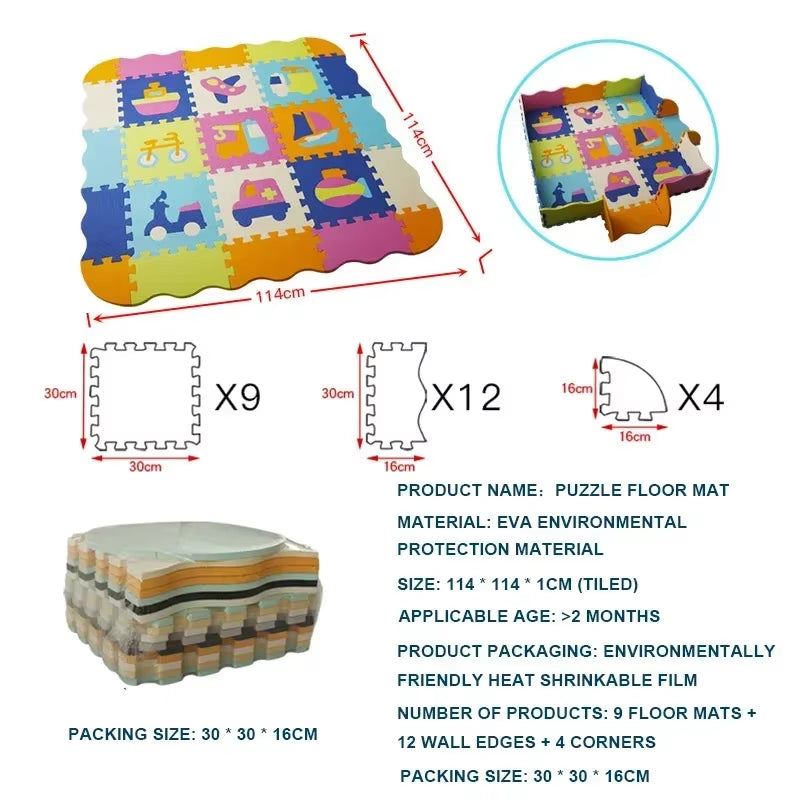 EVA-Schaumstoff Spielmatte mit Zaun Baby Puzzle Bodenmatten dicke Teppichmatte für Kinder Lernspielzeug Aktivitätsmatte Spielmatte