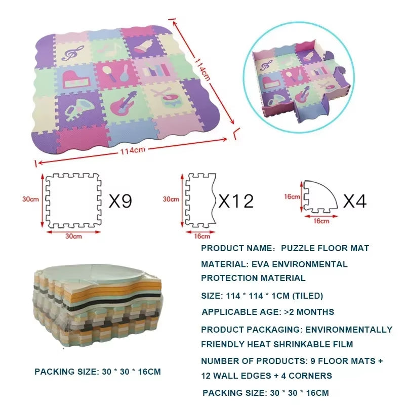 EVA-Schaumstoff Spielmatte mit Zaun Baby Puzzle Bodenmatten dicke Teppichmatte für Kinder Lernspielzeug Aktivitätsmatte Spielmatte