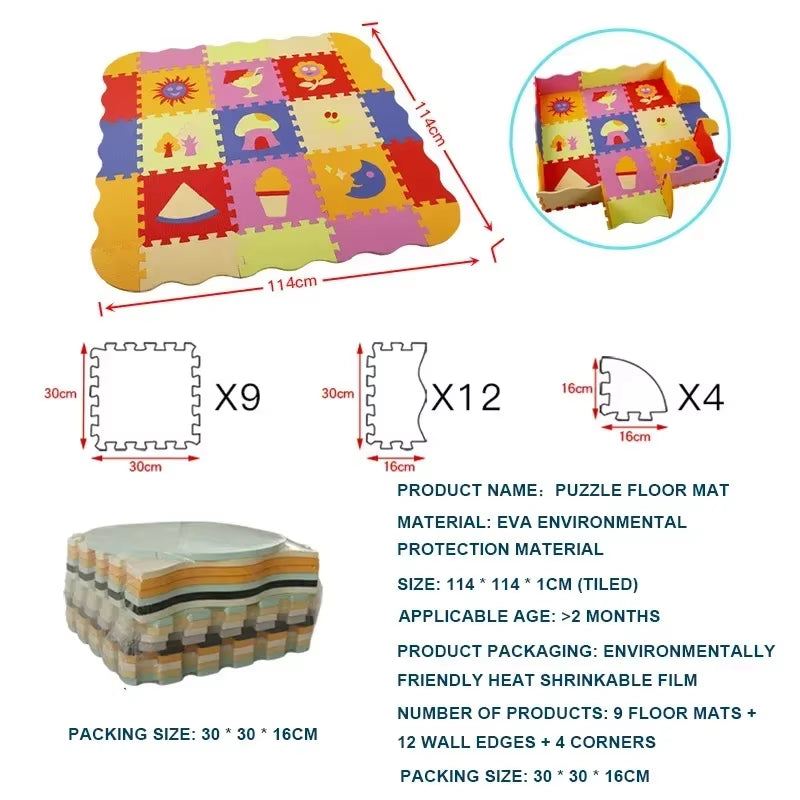 EVA-Schaumstoff Spielmatte mit Zaun Baby Puzzle Bodenmatten dicke Teppichmatte für Kinder Lernspielzeug Aktivitätsmatte Spielmatte