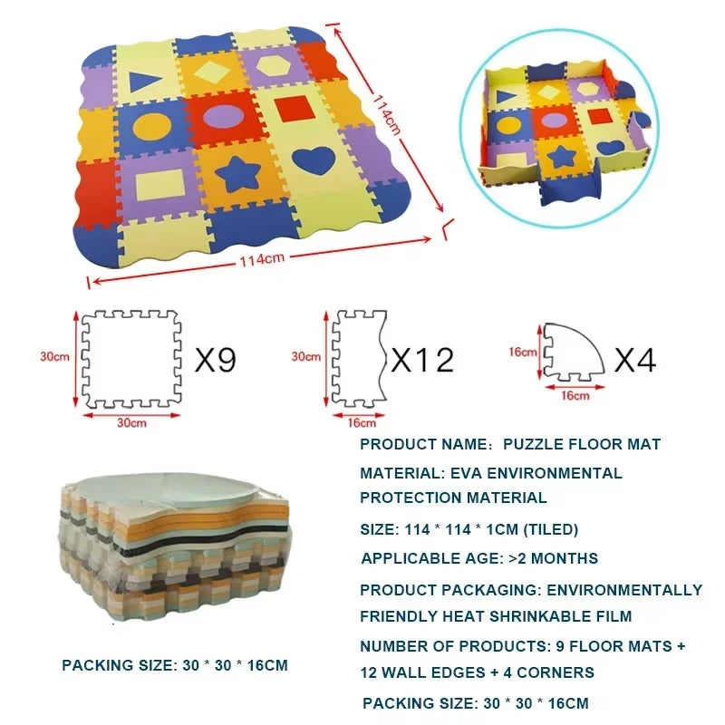 EVA-Schaumstoff Spielmatte mit Zaun Baby Puzzle Bodenmatten dicke Teppichmatte für Kinder Lernspielzeug Aktivitätsmatte Spielmatte