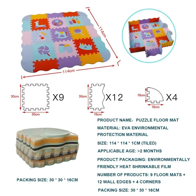EVA-Schaumstoff Spielmatte mit Zaun Baby Puzzle Bodenmatten dicke Teppichmatte für Kinder Lernspielzeug Aktivitätsmatte Spielmatte