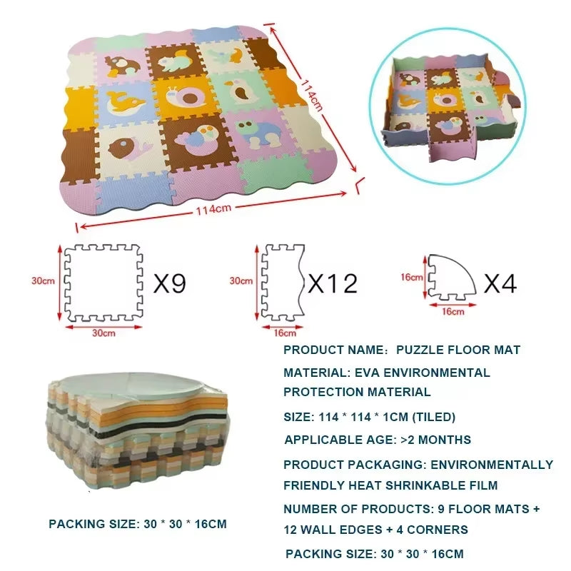 EVA-Schaumstoff Spielmatte mit Zaun Baby Puzzle Bodenmatten dicke Teppichmatte für Kinder Lernspielzeug Aktivitätsmatte Spielmatte
